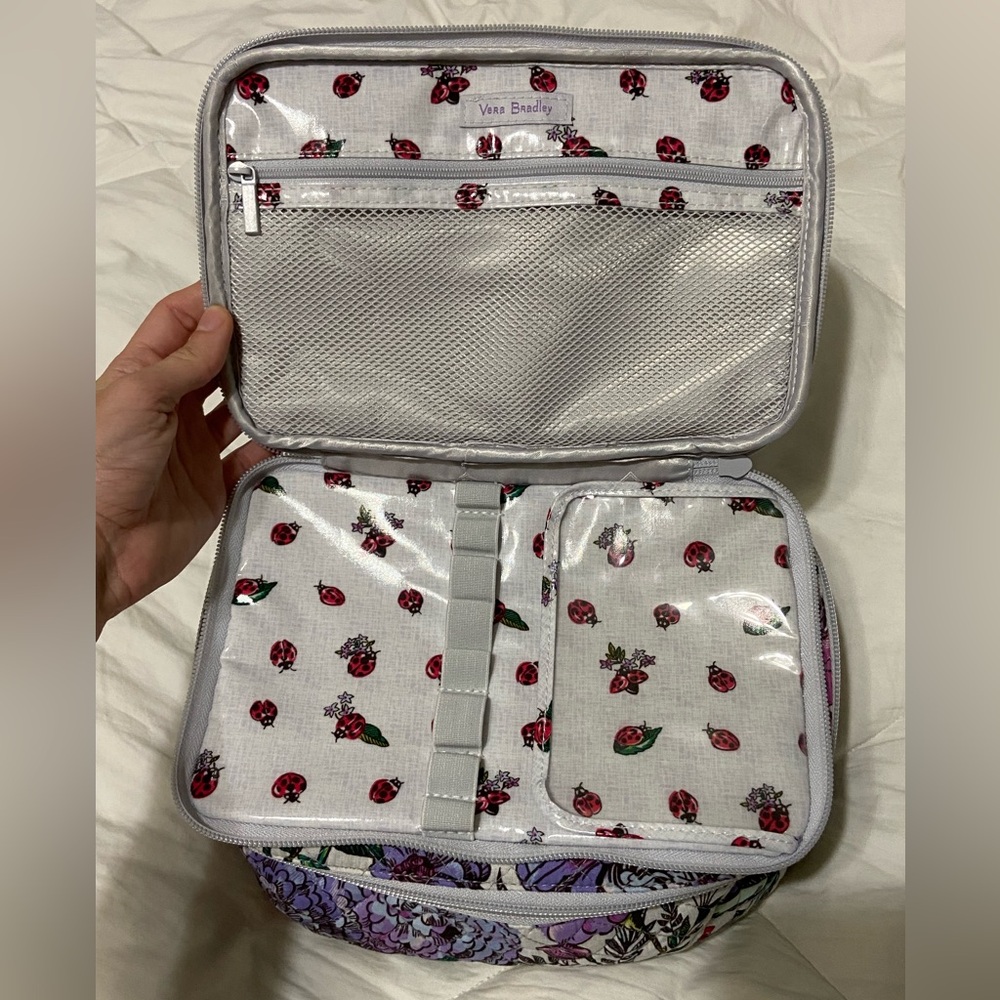 VERA BRADLEY LAVENDER MEADOW ICONIC BRUSH UP COSMETIC CASE - Picture 8 of 12